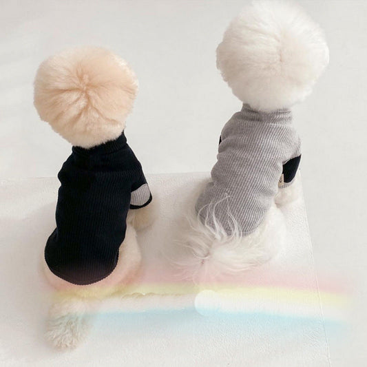 HKM-8632509 Stylish Contrast Vertical Pet Clothing in Brown, Black, Beige, and Grey - Multiple Sizes Available