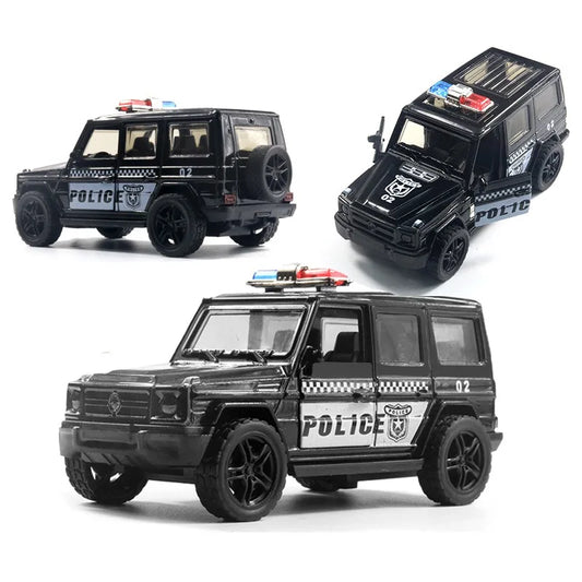 HKM-864083 Diecast 1:39 Scale Police Truck with Open Doors and Pull-Back Action for Ages 5 and Up