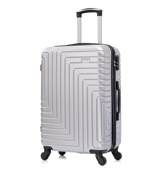 HKM-865811 Durable 3 Piece ABS Luggage Set with Iron Trolley and Blank Luggage Tags for Outdoor Travel