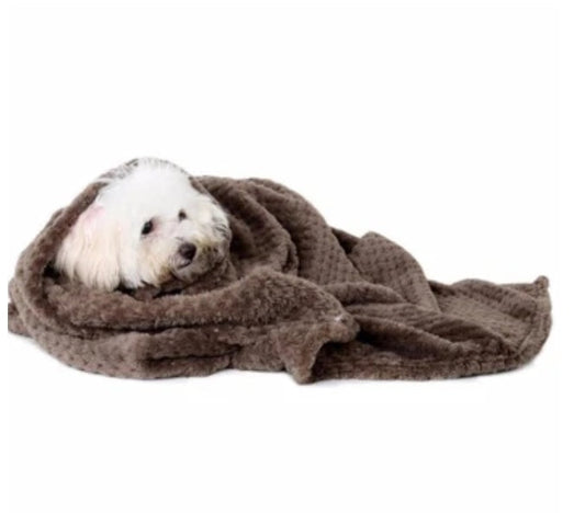 HKM-8685373 Cozy Pure Cotton Flannel Pet Blanket in Brown, Green, and Beige - 70x100 cm
