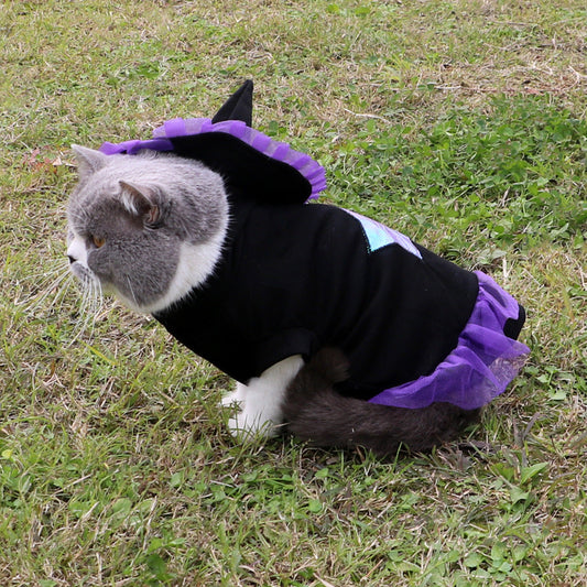HKM-8715709 Purple Polyester Christmas Wizard Dog Costume - Size S, M, L