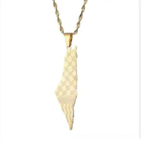 HKM-871571 Inspire Jewelry Hot Selling Wholesale 18K Gold Plated Stainless Steel Israel and Palestine Map Pendant Necklace for Women Men