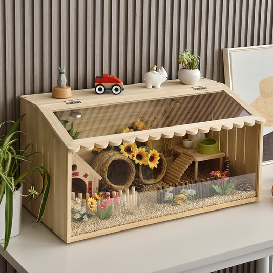 HKM-871955 Winter Pet Feeding Incubator for Small Animals - Cedar Acrylic, 40x30x30cm