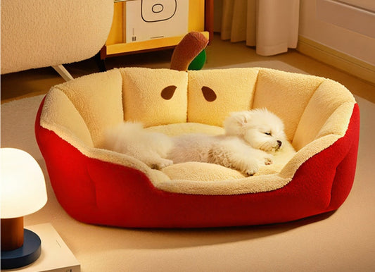 HKM-8736829 Cozy All-Season Teddy Dog Bed & Cat Den with Warm Insulation for Autumn & Winter - Small, Medium, Large Sizes Available