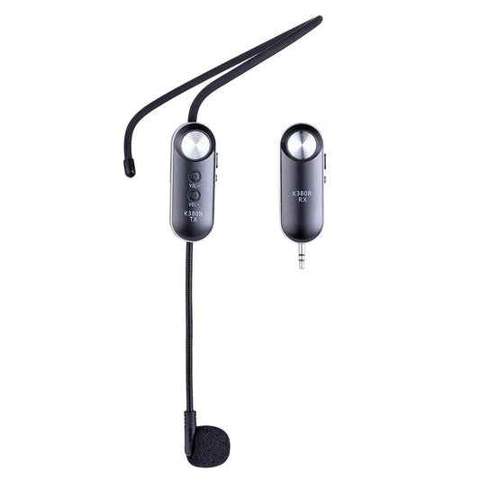 HKM-873683 UHF Wireless Headset Microphone System with 3.5mm and 6.5mm Adapters, Compact Design, 30m Range, USB Rechargeable Battery