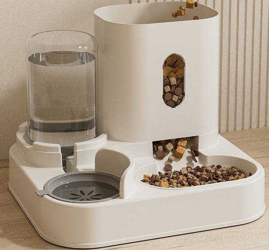 HKM-8738749 Automatic Dual Pet Bowl and Water Dispenser - Two-in-One Feeding Solution for Dogs and Cats