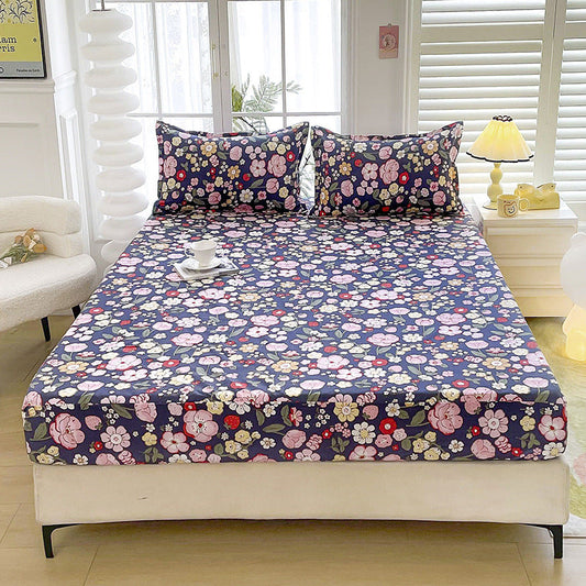HKM-874131 Brushed Chemical Fiber Fitted Sheet with Printed Pillowcases, Multiple Sizes Available