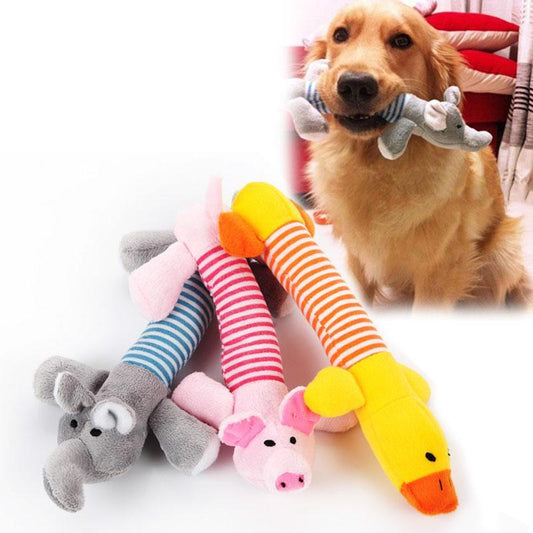 HKM-874515 Squeaky Plush Pet Toy with Fun Sounds for Dogs - Pig, Duck, and Elephant Designs