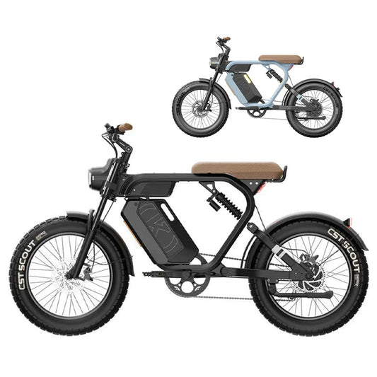 HKM-875027 48V 1000W Electric Hybrid Fat Tire Bike - HEZZO K5 with 21Ah Lithium Battery, 7-Speed, 20" Wheels, Front & Rear Suspension