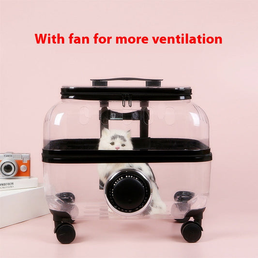 HKM-8773565 Transparent Cat Trolley Bag with Fresh Air System and Protective Covers for Travel