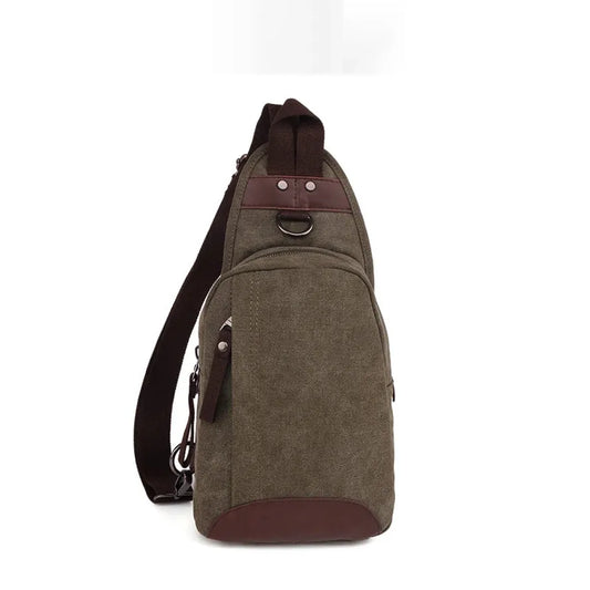 HKM-877651 Casual Canvas Men's Crossbody Chest Bag - Portable and Versatile