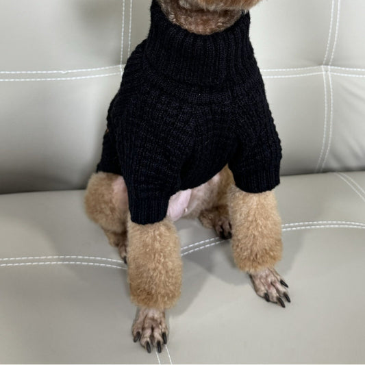 HKM-8782653 Cozy Pet Turtleneck Knitting Sweater for Cats and Dogs in Gray, Black, Yellow - Plush British Style