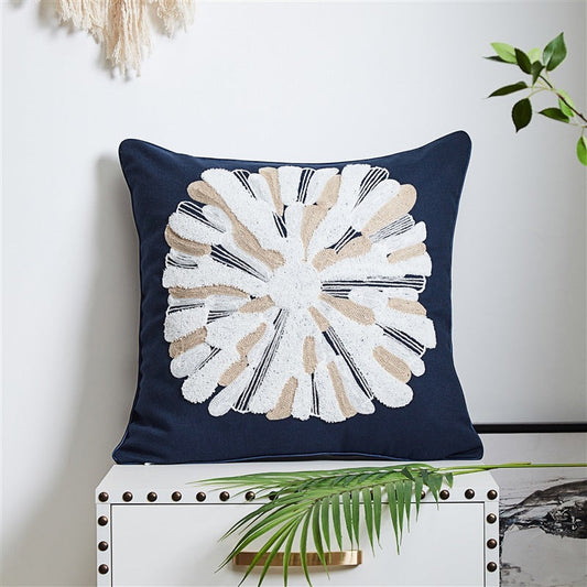 HKM-878995 Mediterranean Style Cotton Canvas Pillow with Landscape Pattern for Living Room and Outdoor Use