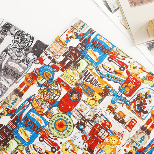 HKM-880915 Vintage Cotton Teddy Bear Fabric for DIY Projects - Half Size 45cm x 110cm