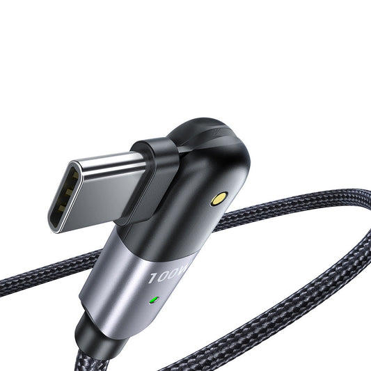 HKM-883923 Rotatable 60W and 100W Data Cable - PD Charging, Available in 1.2m and 2m Lengths, Sparkling Black and Flame Red