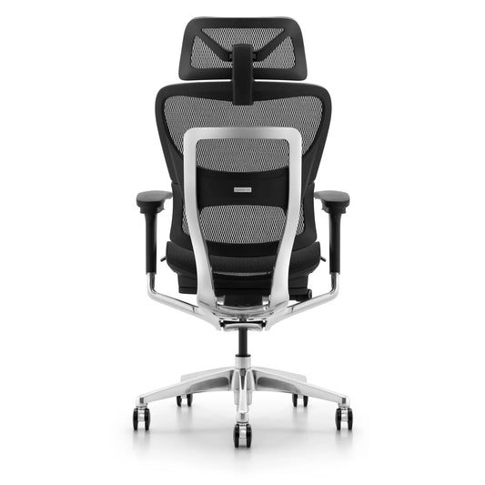 HKM-884627 Executive Office Chair with Genuine Leather and Mesh, Ergonomic Swivel Design