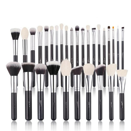 HKM-885907 30-Piece Wooden Handle Animal Hair Makeup Brush Set for Professional Makeup Application