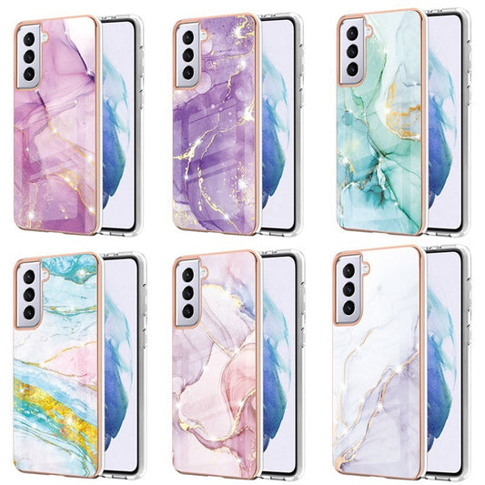 HKM-886931 Electroplating Marble Anti-Fall Phone Case for iPhone Xr - TPU Design with Camouflage and Geometric Patterns