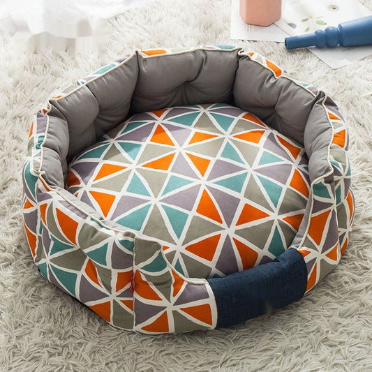 HKM-8885181 Round Winter Warm Dog and Cat Mattress - Removable and Washable Pet Bed in Multiple Colors and Sizes