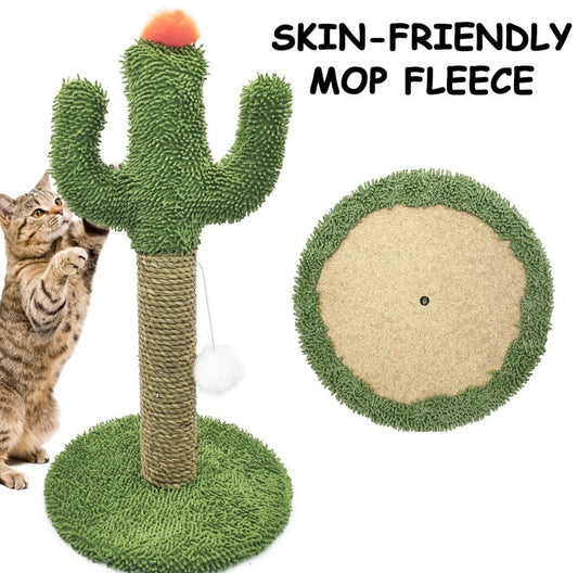 HKM-8886589 Cactus Cat Climbing Tree - Multi-Level Activity Center with Solid Wood Base and Natural Sisal Scratching Pillar