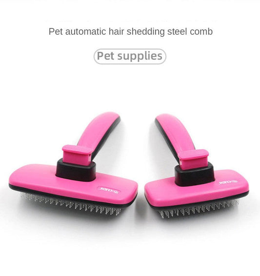 HKM-8886717 Automatic Stainless Steel Pet Grooming Comb for Dogs and Cats with Retractable Self-Cleaning Feature