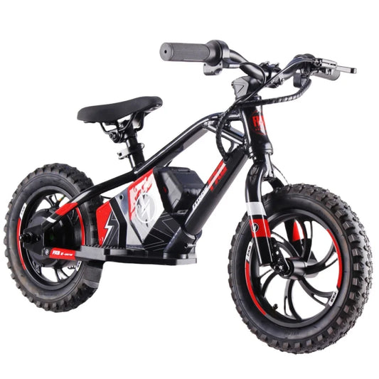 HKM-890707 36V Kids Mini Electric Balance Motorcycle, 12-Inch No Pedal Toy Bike, 3-Speed, Off-Road Capable, Lightweight Aluminum Frame, Disc Brake