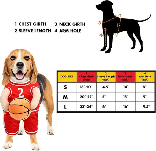 HKM-8912317 Dog Basketball Player Costume for Small to Medium Dogs ¨C Funny Sports Outfit for Halloween and Parties