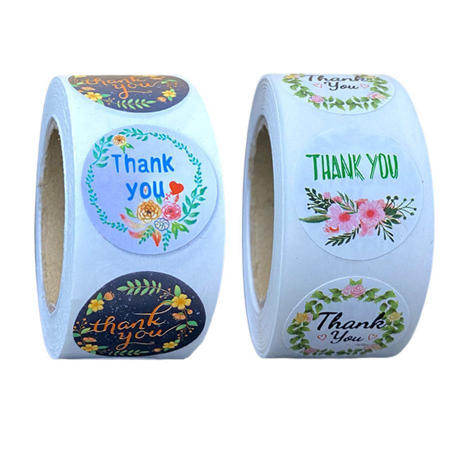 HKM 891603 Round Thank You Flower Stickers For Product Packaging And D hkm-891603-round-thank-you-flower-stickers-for-product-packaging-and-d