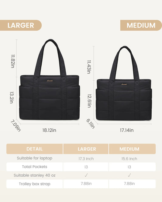 HKM-891987 Premium Soft Laptop Tote Bag for Women - Large Capacity 15.6 & 17.3in for Work and School
