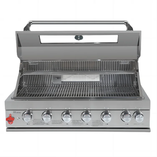 HKM-892947 Movable Outdoor Kitchen 6-Burner Gas BBQ Grill with 304 Stainless Steel Table Top and Built-In Features