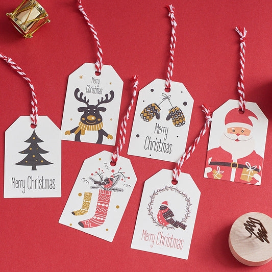 HKM-894867 Colorful Christmas Decoration Hanging Cards – Set of 50 Paper Ornaments in Various Festive Designs