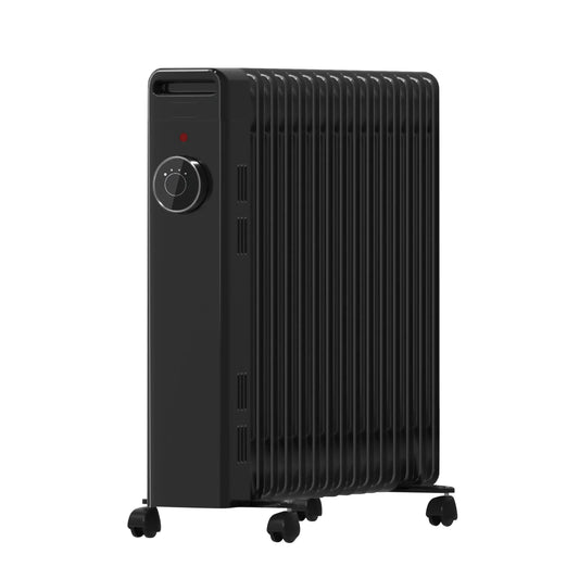 HKM-897811 Oil-Filled Radiator Heater with Adjustable Thermostat and Safety Features, 1500W to 2500W, 7-15 Fins