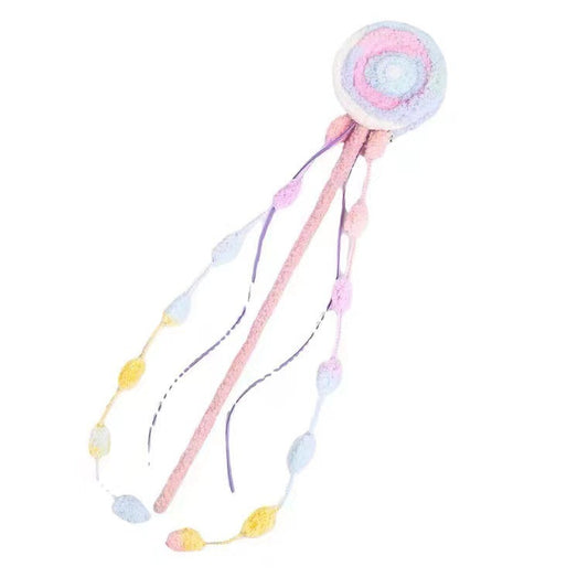 HKM-8984253 Colorful Plush Lollipop Shape Cat Teaser Toy for Playful Kittens