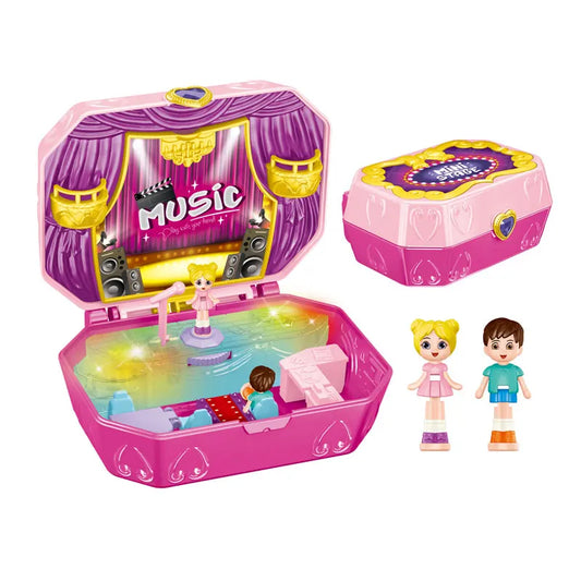 HKM-899027 Mini Stage with Lights and Music for Pretend Play - Portable Magic Box Toy for Kids