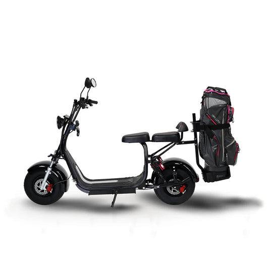 HKM-899539 Electric Scooter with Golf Rack and Removable Battery, 1500W-2000W Motor, Max Speed 41-50km/h, 60V 12AH Lithium Battery, Hydraulic Disc Brakes