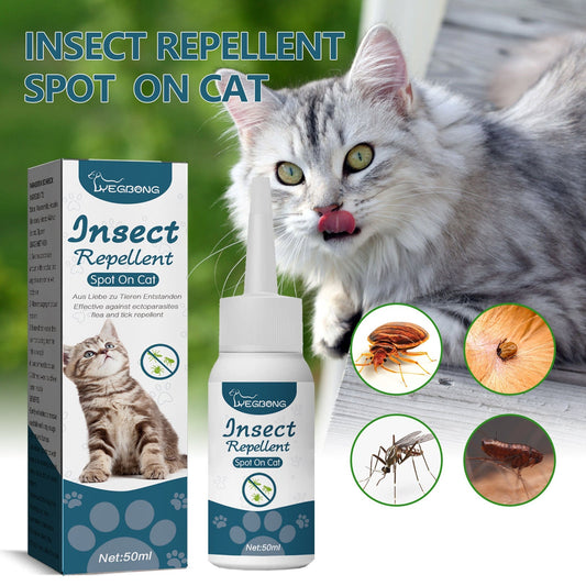 HKM-8996541 Pet Anti-Flea and Tick Solution - 50ml with Natural Oils for Cats