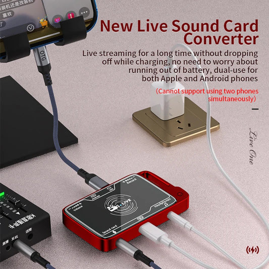 HKM-900243 Type-C and 8-Pin Live Sound Adapter with Stereo and Independent Volume Control for Recording, Streaming, and Podcasting
