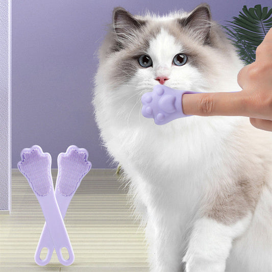 HKM-9019837 Finger Toothbrush for Small Dogs - Tooth Stain Removal - TPR Material - Pink, Yellow, Purple