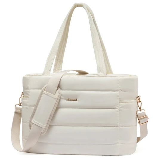 HKM-902035 Lightweight Quilted Puffer Tote Bag for Women - 15.6-Inch Laptop Shoulder Bag for Work, Teachers, and Nurses