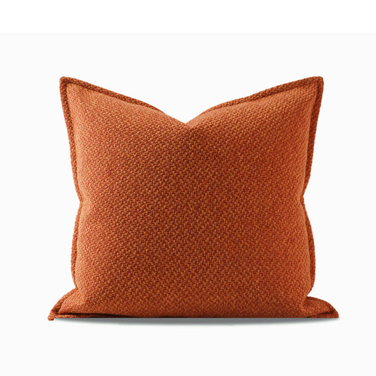 HKM-903187 Orange-Red Double-Sided Cotton and Linen Pillowcase for Sofa | 45x45cm, 50x50cm, 55x55cm, 30x50cm, 35x55cm Options