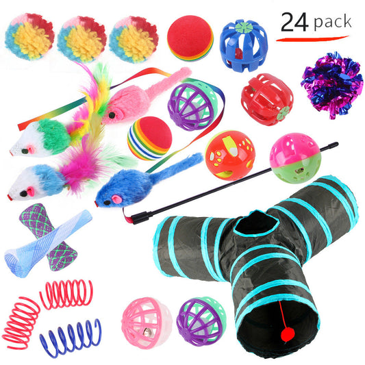HKM-9038525 Interactive Cat Toy Set with Colorful Channels and Random Accessories