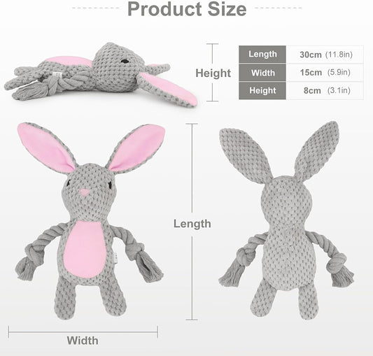 HKM-9052221 Interactive Plush Dog Squeaker Toy with Crinkle Paper and Cotton Rope for Small to Medium Dogs