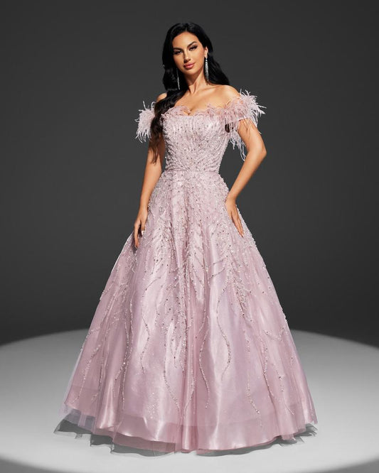 HKM-905491 Elegant Pink Evening Gown for Women - Style EZ25023