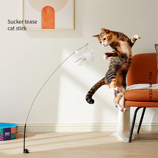 HKM-9055549 Cat Fun Feather Bell Pendant Toy with Stretchable Stick