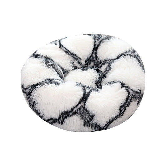 HKM-9060541 Plush Round Cat Litter Kennel - Soft Cloth Pet Nest in 40cm and 50cm Sizes
