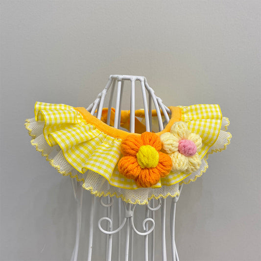 HKM-9085117 Pet Bib Scarf for Dogs and Cats - Adjustable Size in Blue Macaron or Orange Macaron
