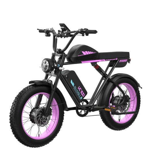 HKM-908947 52V Electric Hybrid Mountain Bike with 20" Wheels, Dual Suspension, 7-Speed Gear System, and Hydraulic Disc Brakes