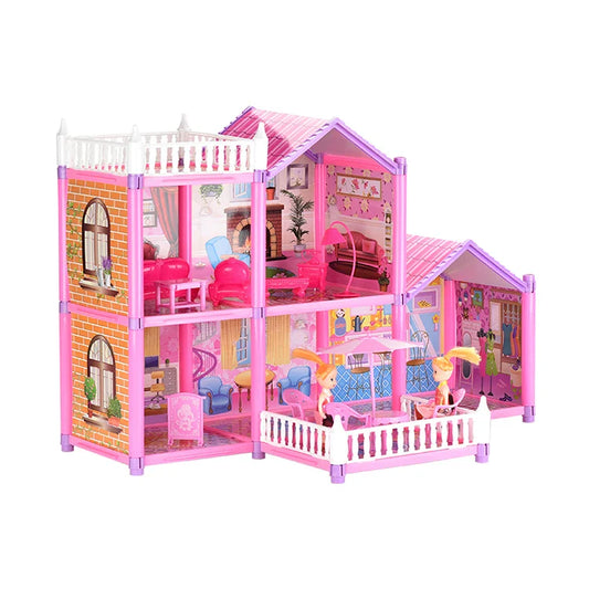 HKM-910803 Pink Miniature Play House Furniture Set for Girls, Ages 3+, Pretend Play Villa Toys