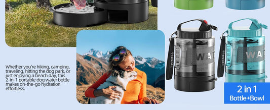 HKM-9110589 Portable Dog Water Bottle with Pull-out Bowl ¨C Ideal for Outdoor Activities, Road Trips, and Parks