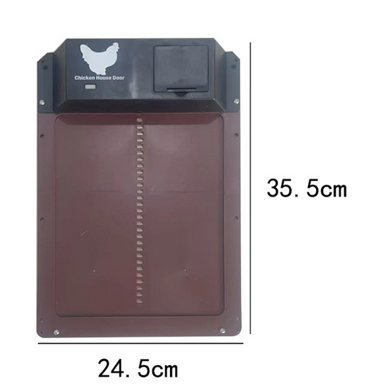 HKM-9114173 Automatic Chicken Coop Pet Door in Brown and Red Plastic